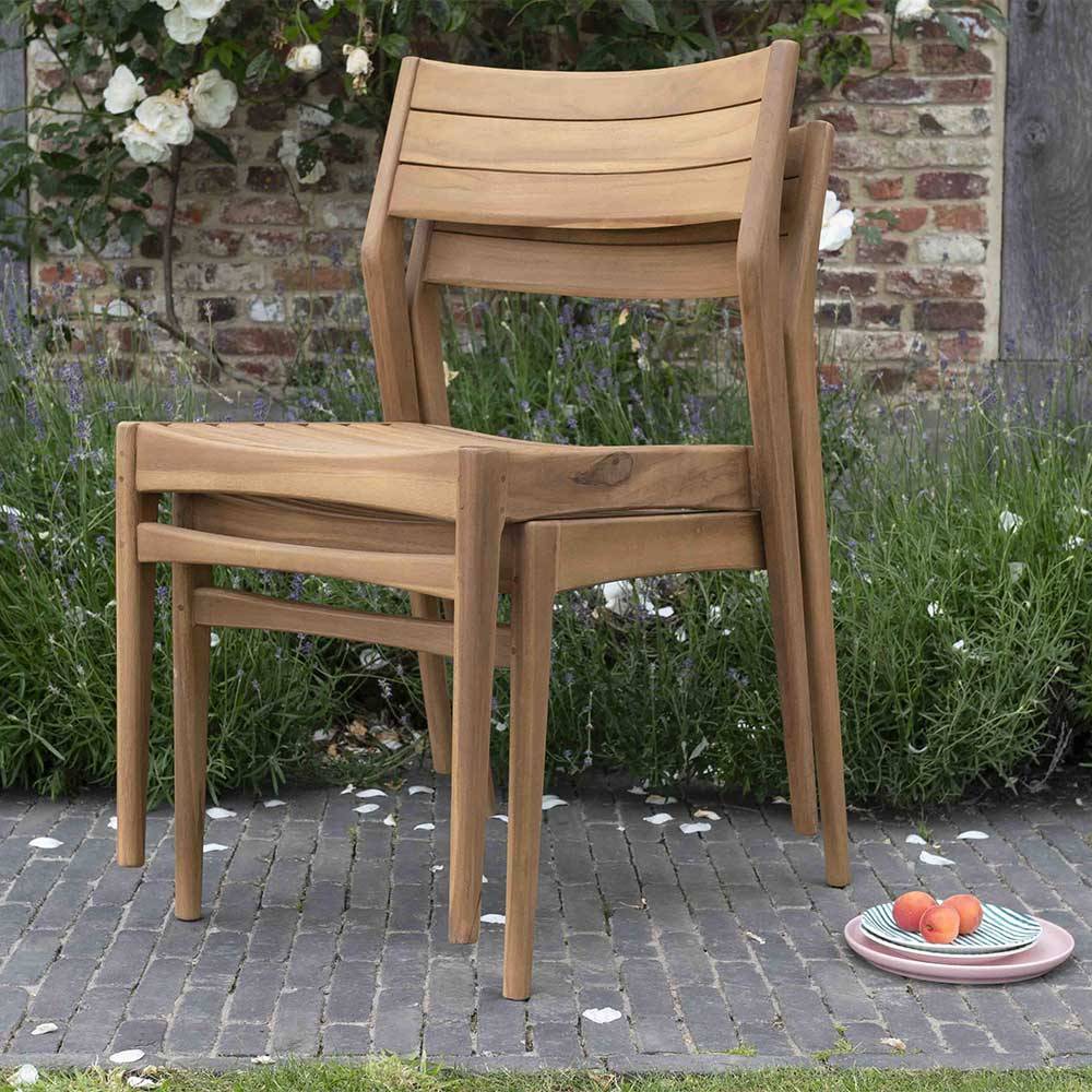 Wilsa Garden - Chaise de jardin en bois teck empilable NAPLES - Image 5