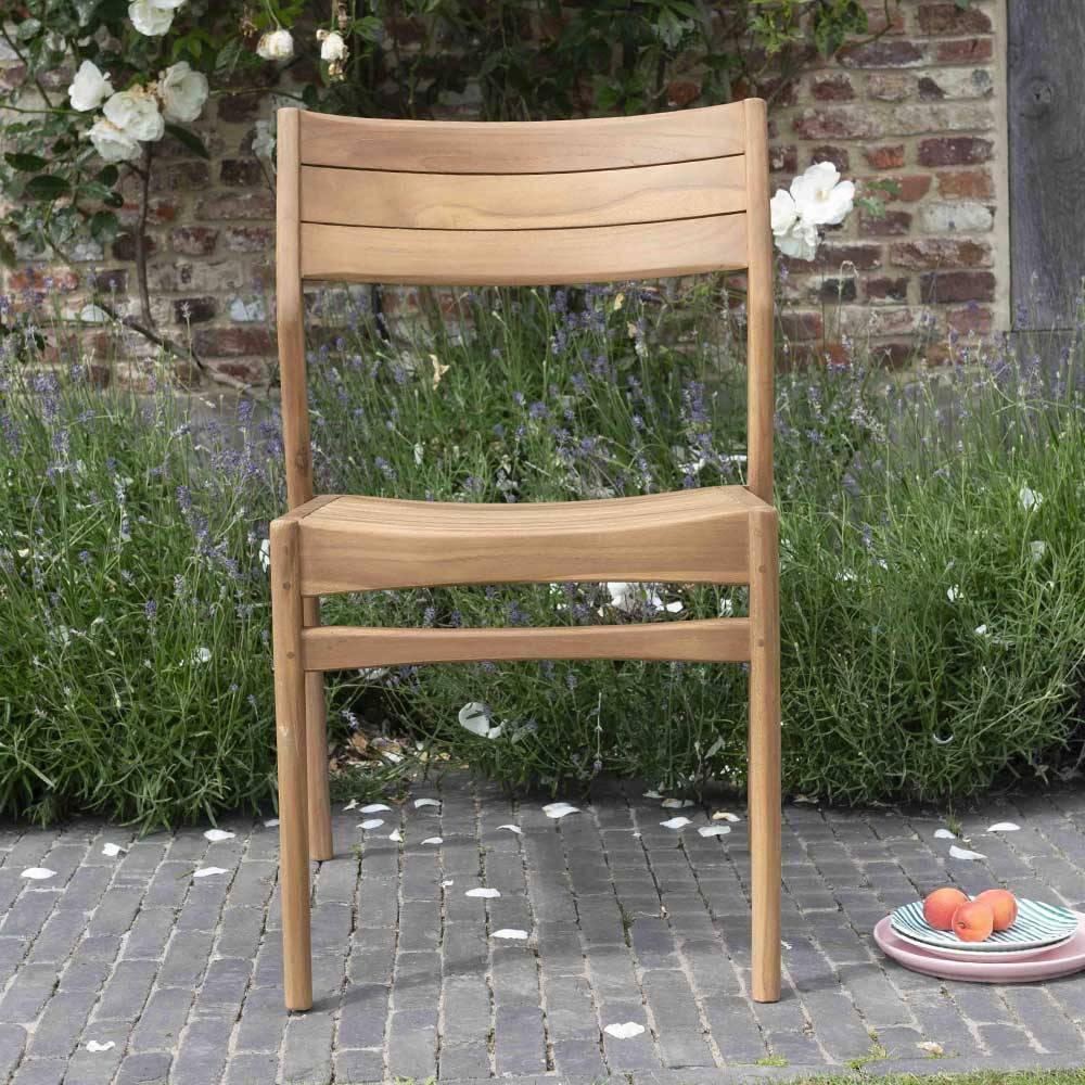 Wilsa Garden - Chaise de jardin en bois teck empilable NAPLES - Image 1