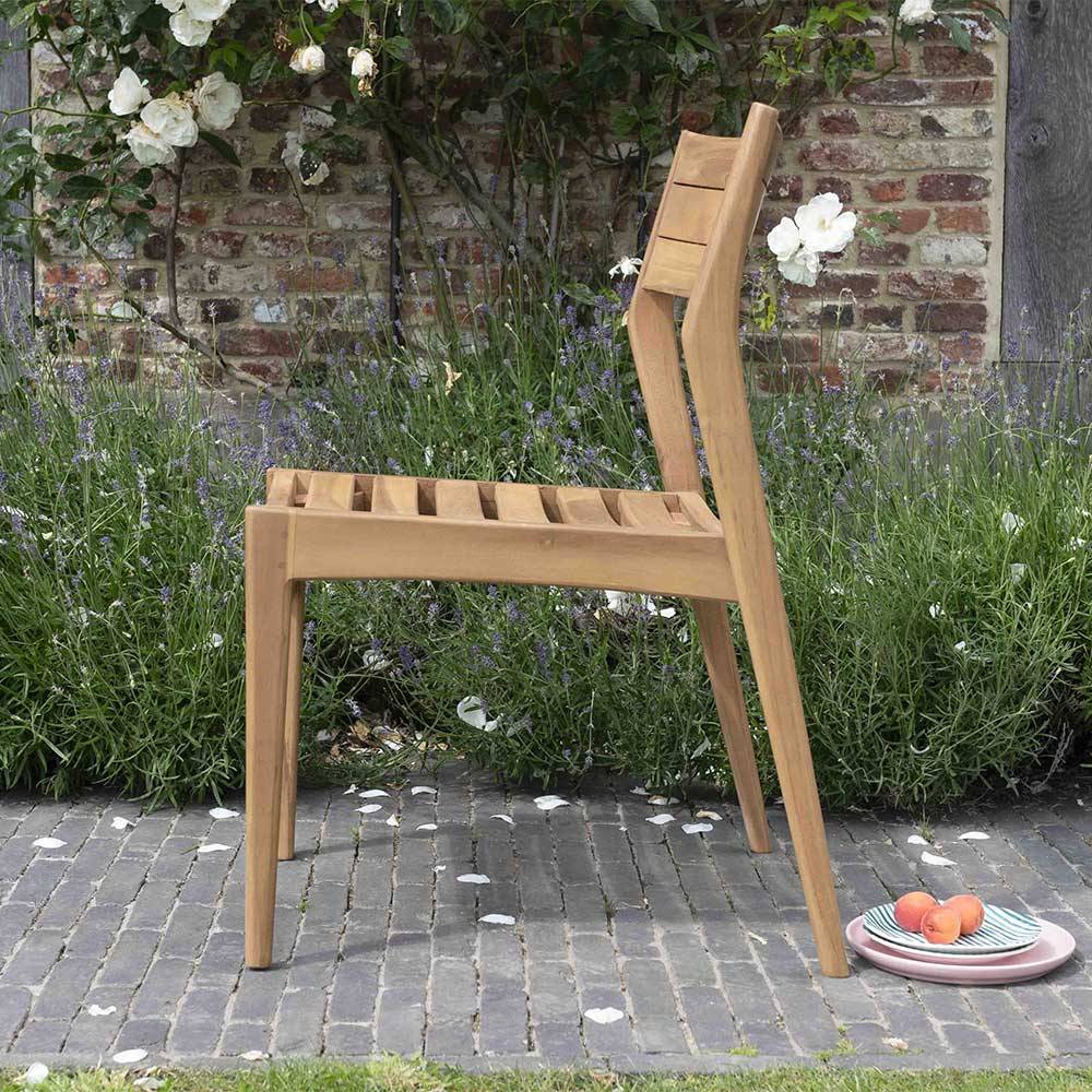 Wilsa Garden - Chaise de jardin en bois teck empilable NAPLES - Image 3