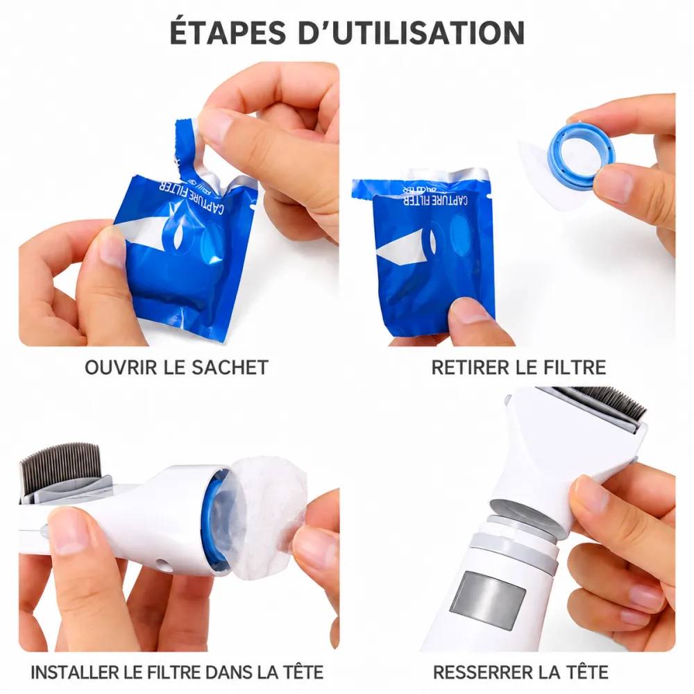 Peigne électrique anti-poux autonomie 4-6h LED 3 niveaux silencieux - Image 8