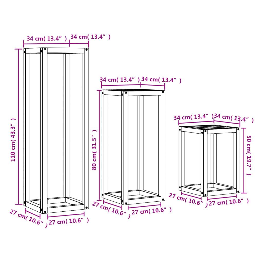 Lot de 3 Supports pour plantes en Pin massif Design gigogne pour Salon et Balcon Marron Cire 3 Tailles – ComfortXL Outdoor Living - Image 10
