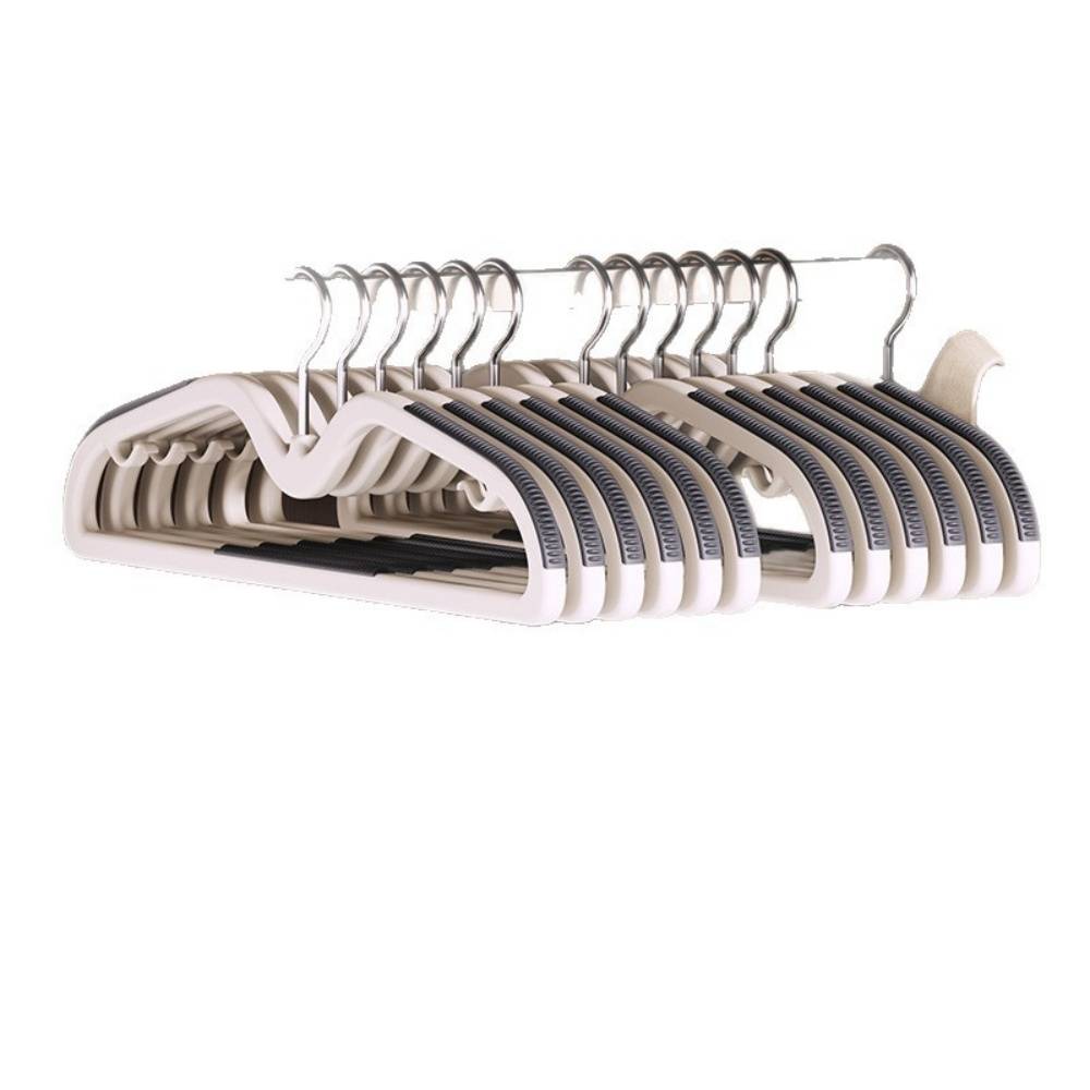 Étendoir à linge-Lot de 10 cintres multifonctions noirs – Acier inoxydable – Barre à pantalon intégrée – Antidérapant – Living123