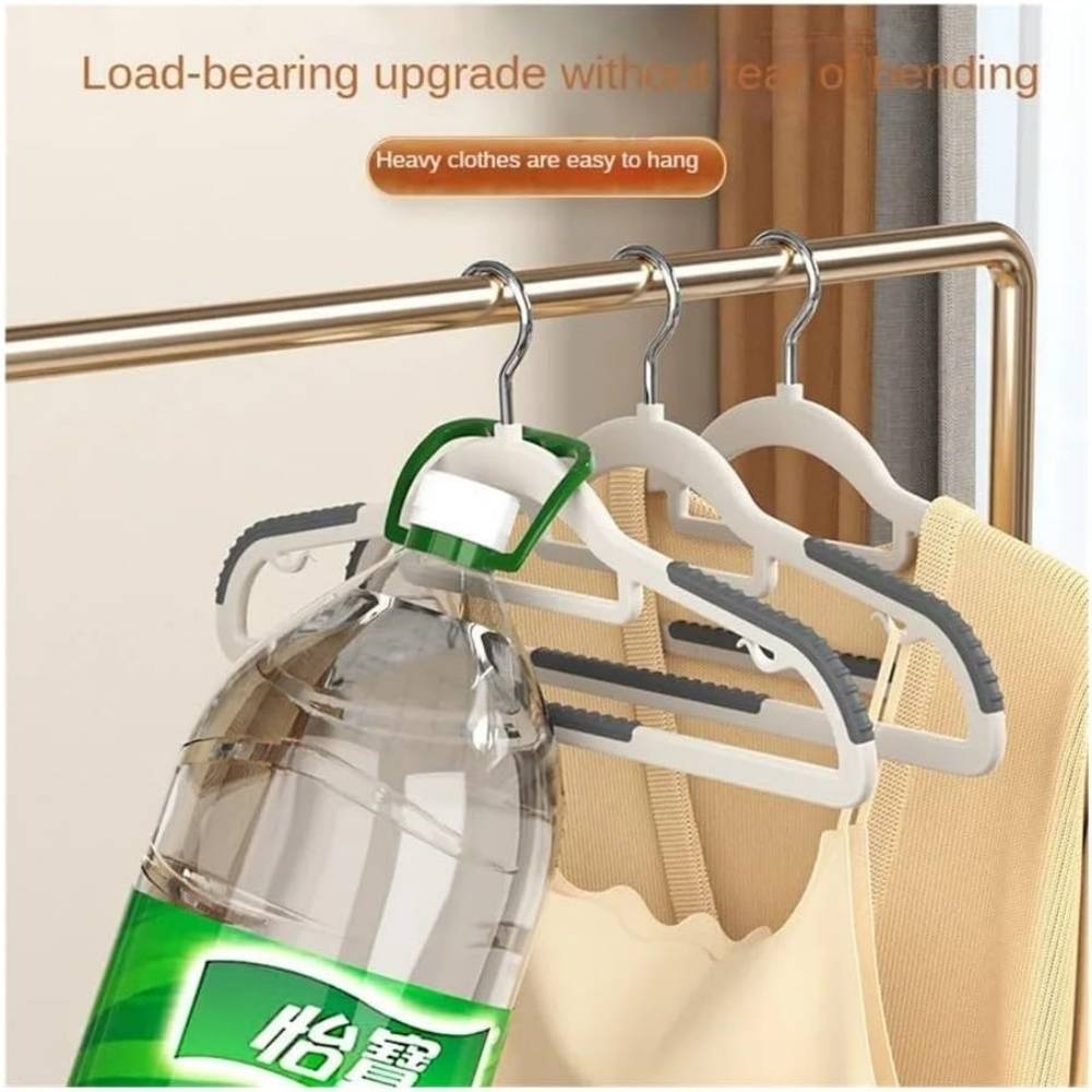 Étendoir à linge-Lot de 10 cintres multifonctions noirs – Acier inoxydable – Barre à pantalon intégrée – Antidérapant – Living123 - Image 4