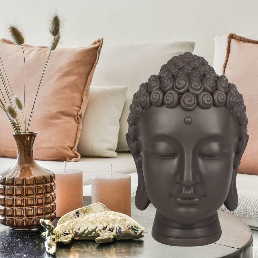 7 Pouces Statue De Tête De Bouddha Shakyamuni Figurine Résine Idole De