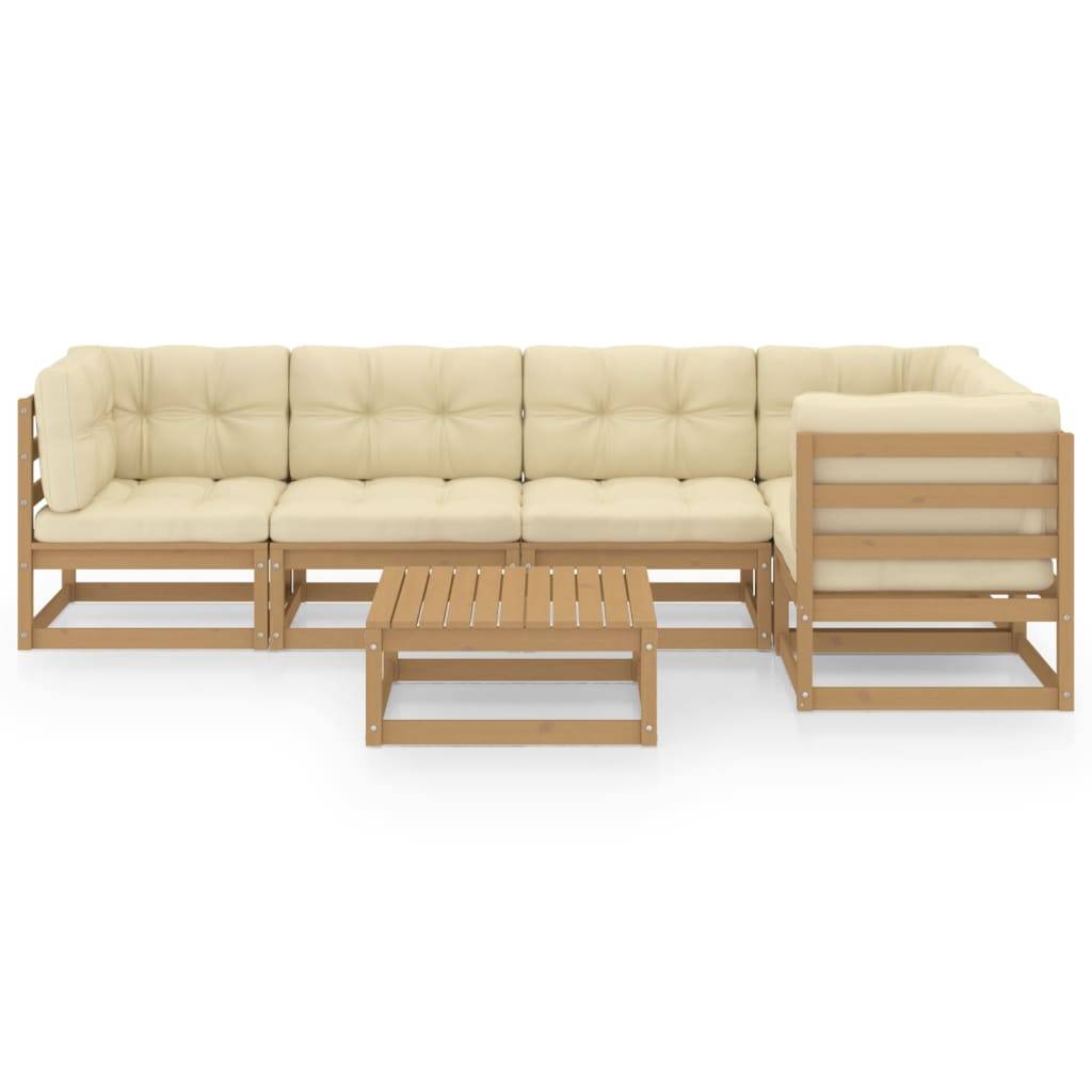 Helloshop26 - Salon de jardin meuble d'extérieur ensemble de mobilier 6 pièces avec coussins bois de pin massif - Imagen 2