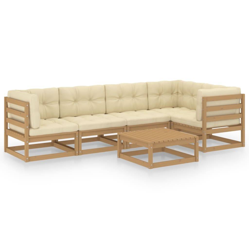 Helloshop26 - Salon de jardin meuble d'extérieur ensemble de mobilier 6 pièces avec coussins bois de pin massif - Imagen 1