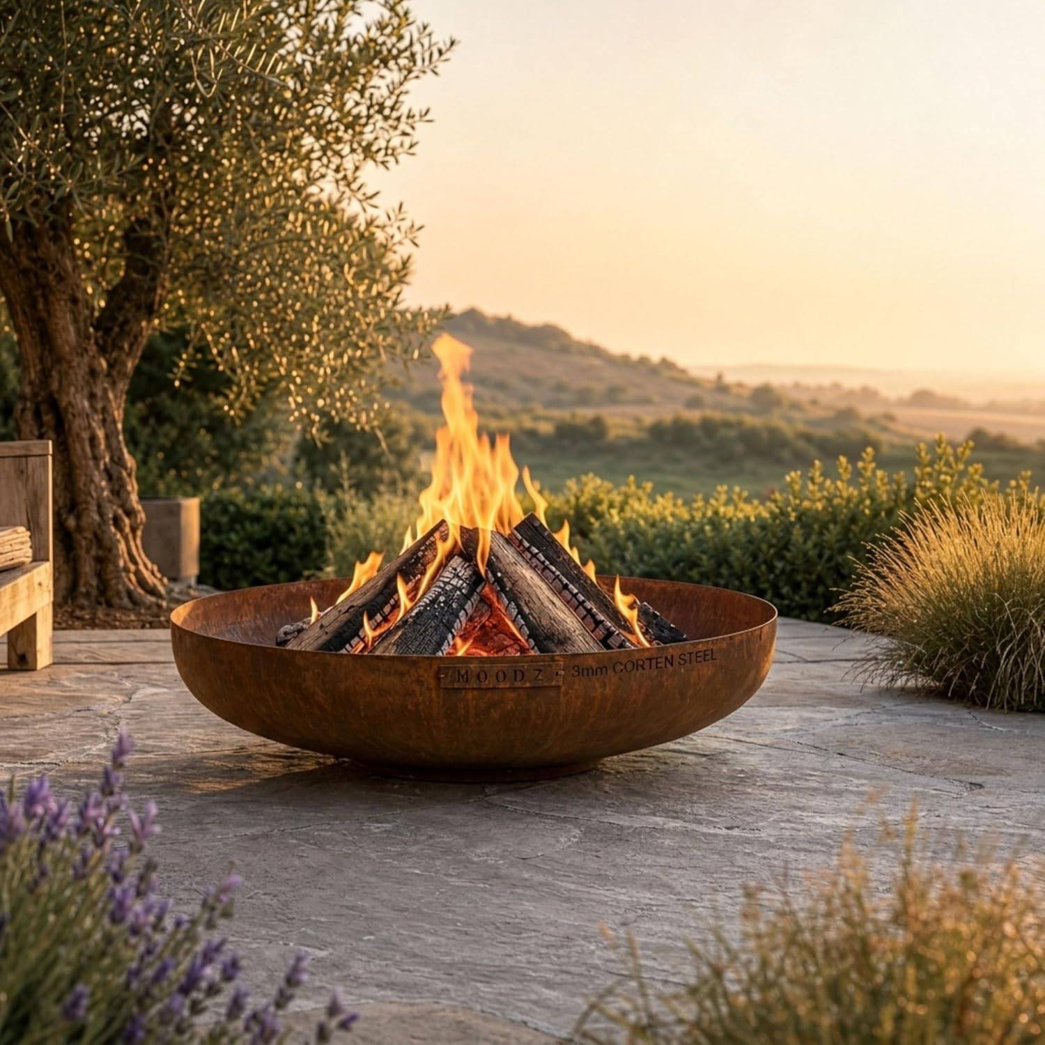 Brasero bol à feu 80 cm acier corten MOODZ - Image 2