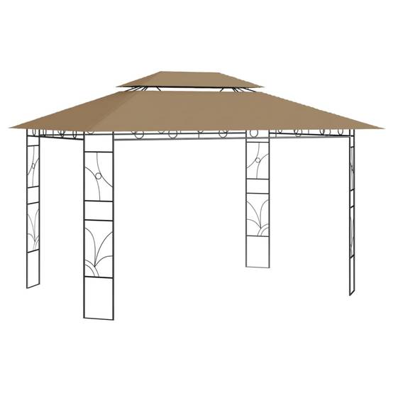 Pergola Jardin - Tonnelle de jardin - Belvédère 4x3x2,7 m Taupe 160 g/m² MI47 - Image 2