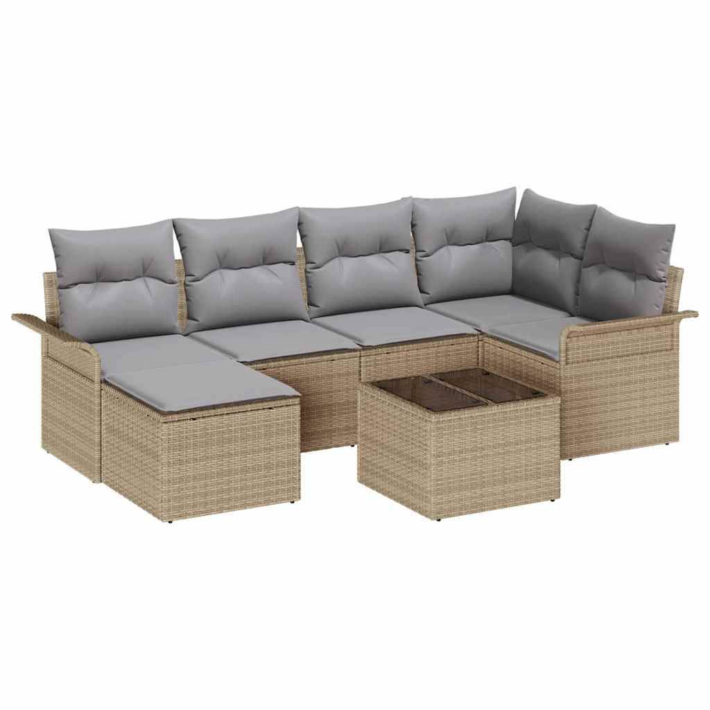 ComfortXL - Salon de Jardin 7 Pièces Poly Rotin Modulable avec Table Hauteur Réglable pour Terrasse Beige – ComfortXL Outdoor Living - Image 2