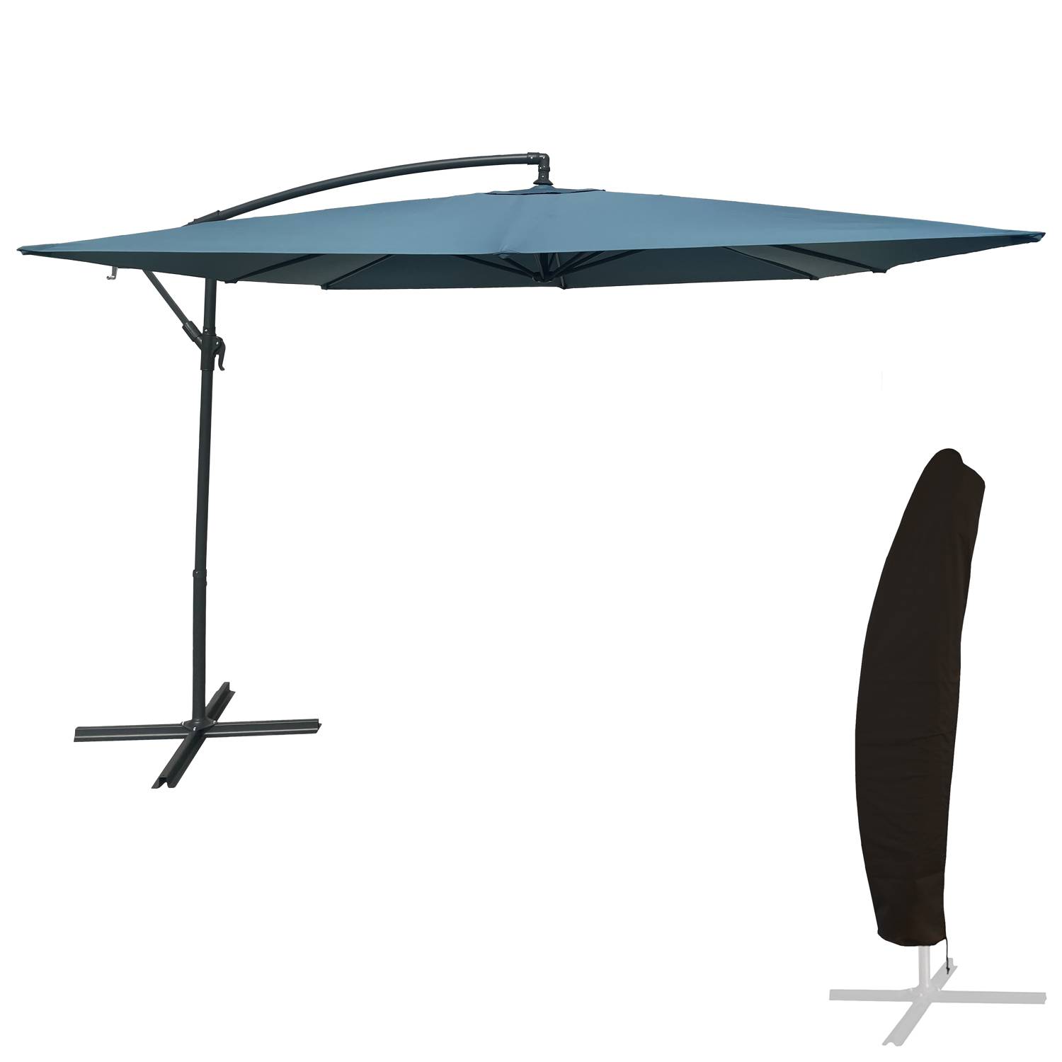 Happy Garden - Parasol déporté MOLOKAI carré 2,7x2,7m bleu gris + housse - HAPPY GARDEN - Imagen 1