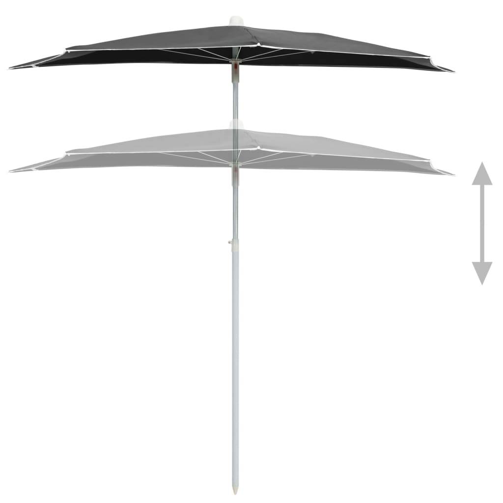 PANGIVO - Demi-parasol de jardin polyester acier anthracite 180 x 90 x 195 cm - PANGIVO - Image 4