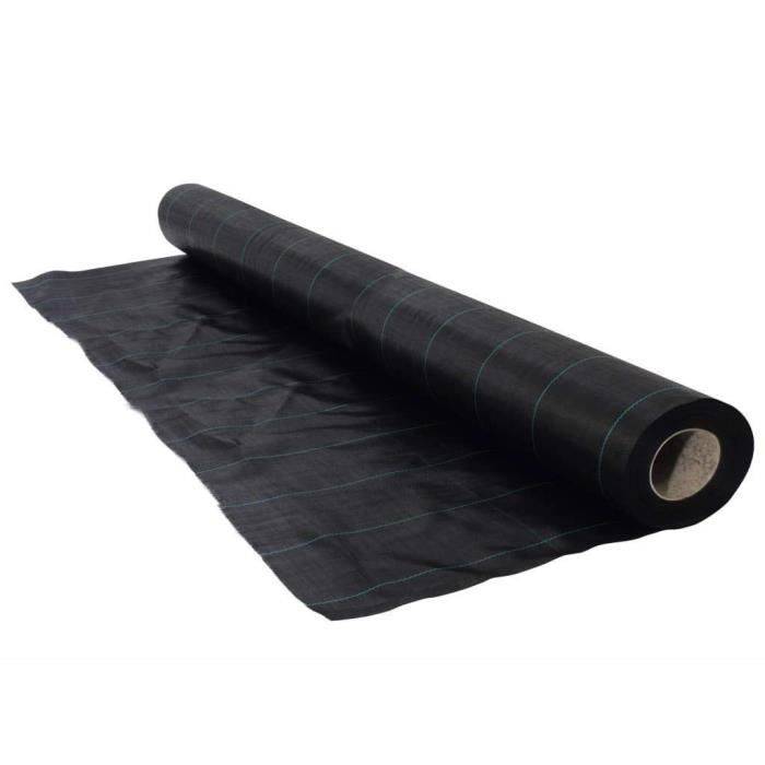 Toile de paillage paysages noire 2,10 x 25 m, traité anti UV, 100 g/m² - Bâche de sol anti mauvaises herbes - Image 2