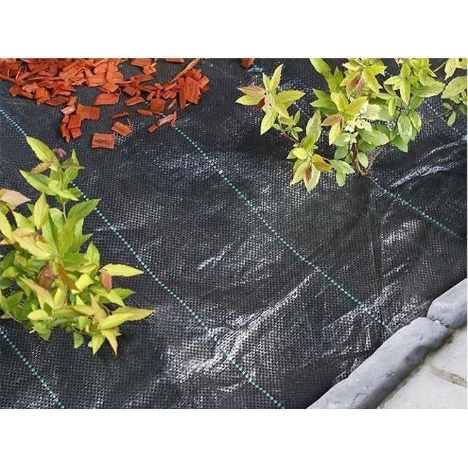 Toile de paillage paysages noire 2,10 x 25 m, traité anti UV, 100 g/m² - Bâche de sol anti mauvaises herbes - Image 1