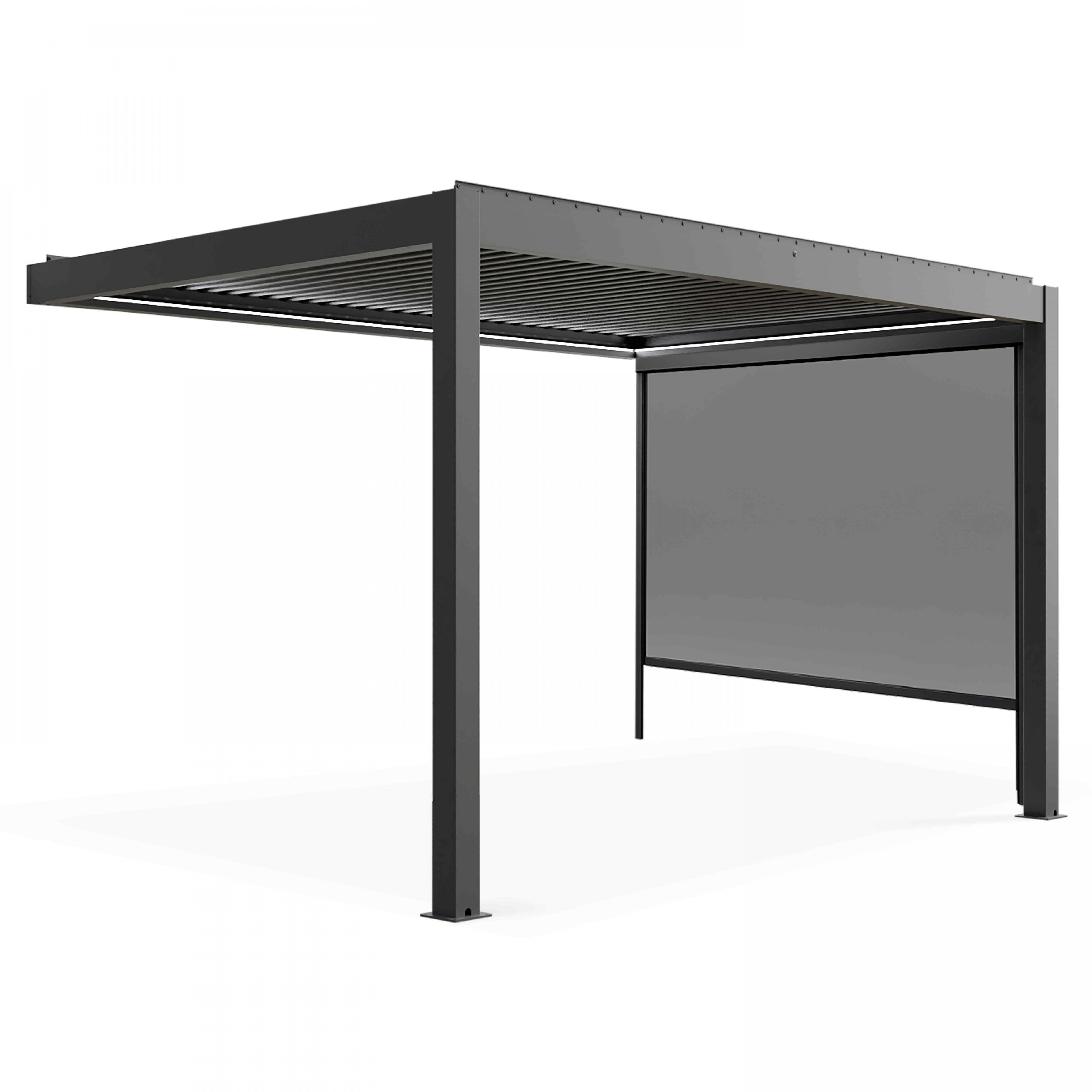 Oviala - Pergola bioclimatique adossée et motorisée éclairée 3x4 m et 1 store Thebes - Oviala - Imagen 2