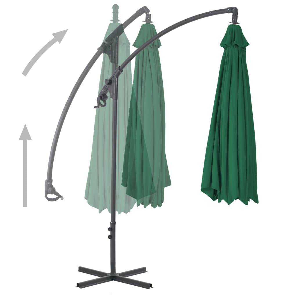 Helloshop26 - Parasol meuble de jardin en porte-à-faux avec mât en acier 250 x 250 cm vert - Imagen 3