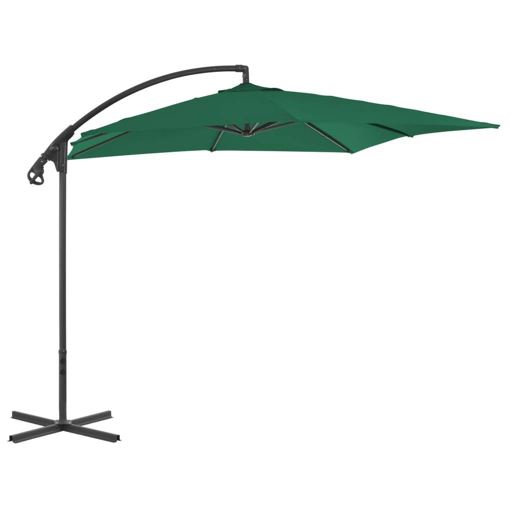 Helloshop26 - Parasol meuble de jardin en porte-à-faux avec mât en acier 250 x 250 cm vert - Imagen 1
