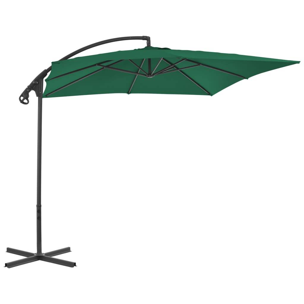 Helloshop26 - Parasol meuble de jardin en porte-à-faux avec mât en acier 250 x 250 cm vert - Imagen 2