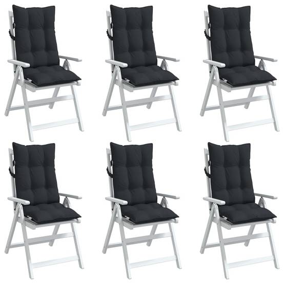 Coussins de chaise à dossier haut lot de 6 gris tissu oxford - Coussins Coussins de chaise à dossier haut lot de 6 gris tissu oxford - Coussins