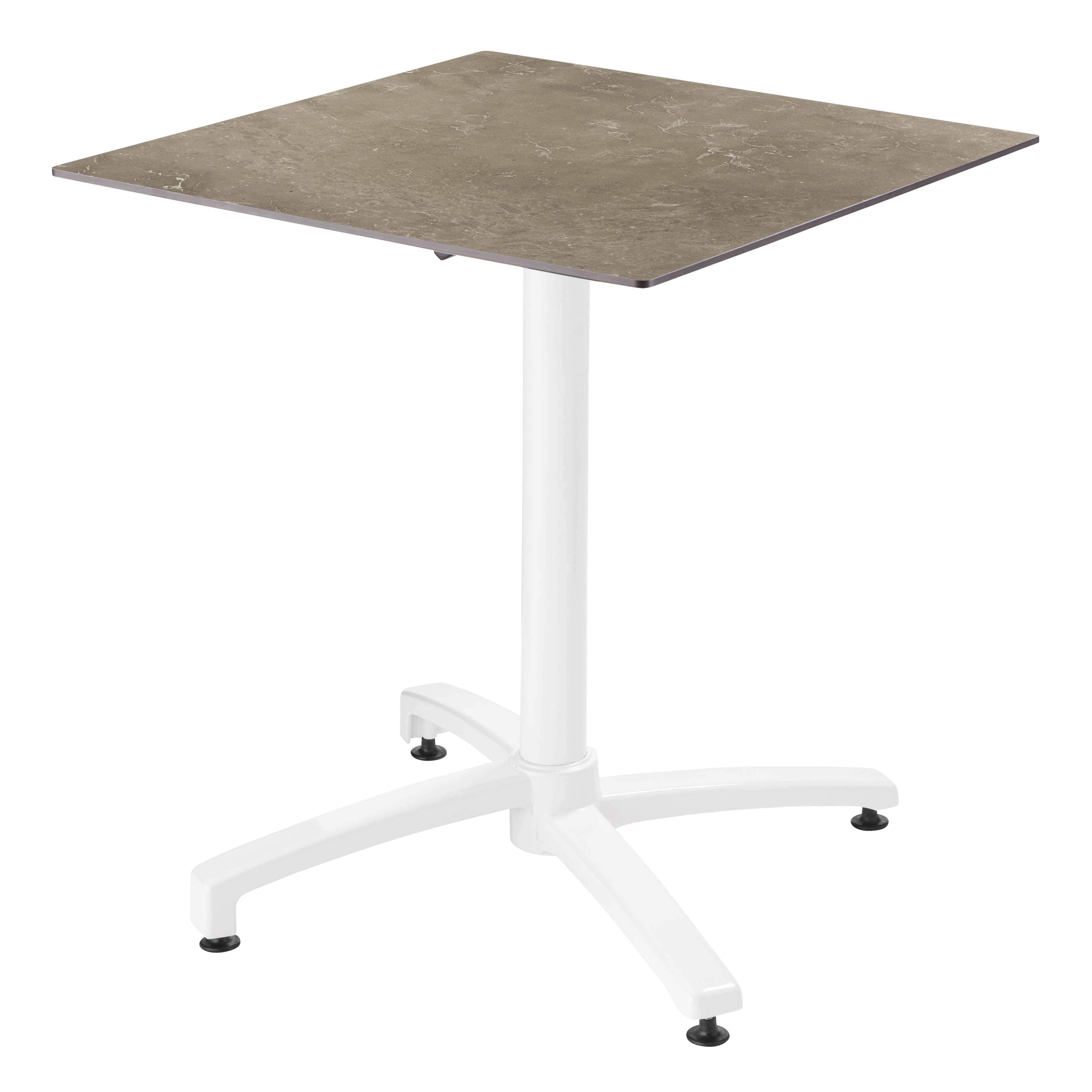 Oviala - Ensemble table 70 cm marbre beige et 4 chaises en métal gris - Oviala - Imagen 2