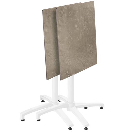 Oviala - Ensemble table 70 cm marbre beige et 4 chaises en métal gris - Oviala - Imagen 3