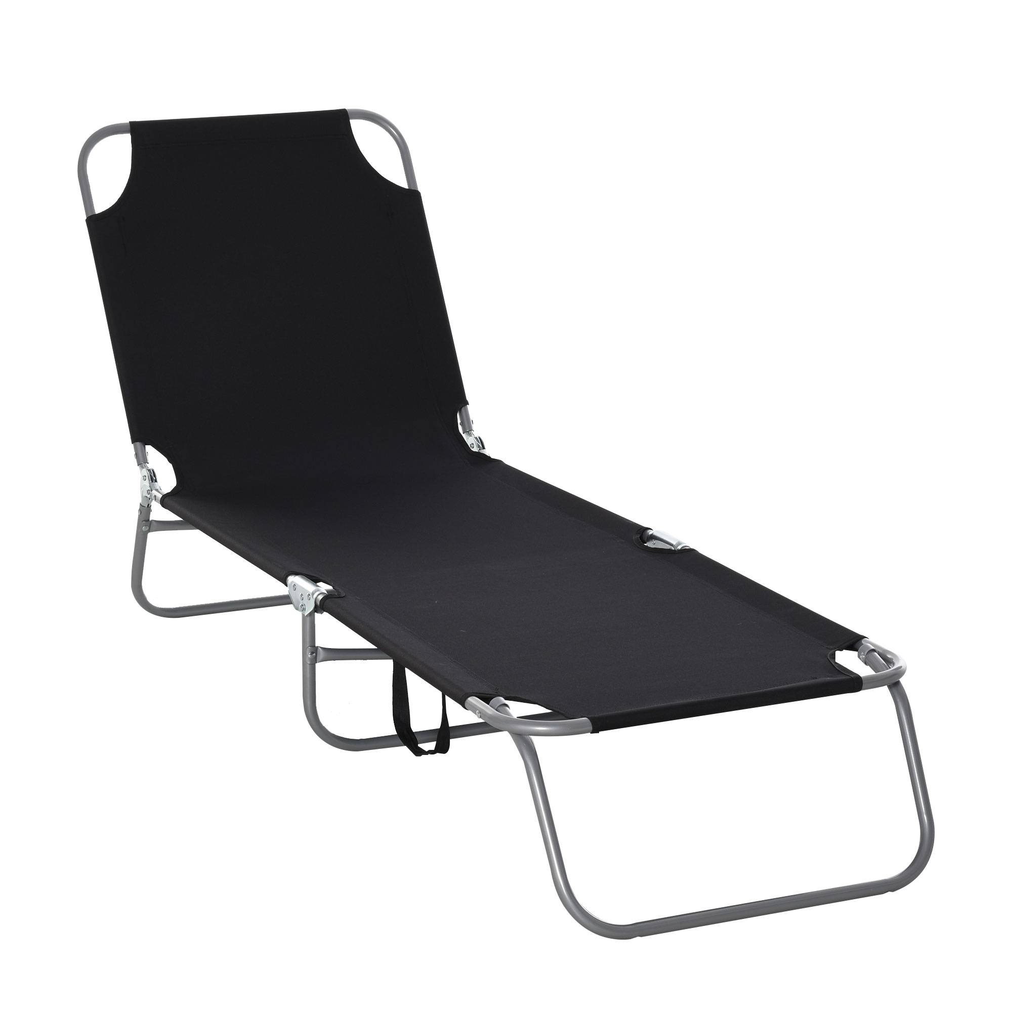 Outsunny - Bain de soleil transat pliable dossier réglable multipositions métal et polyester noir - Outsunny - Imagen 1