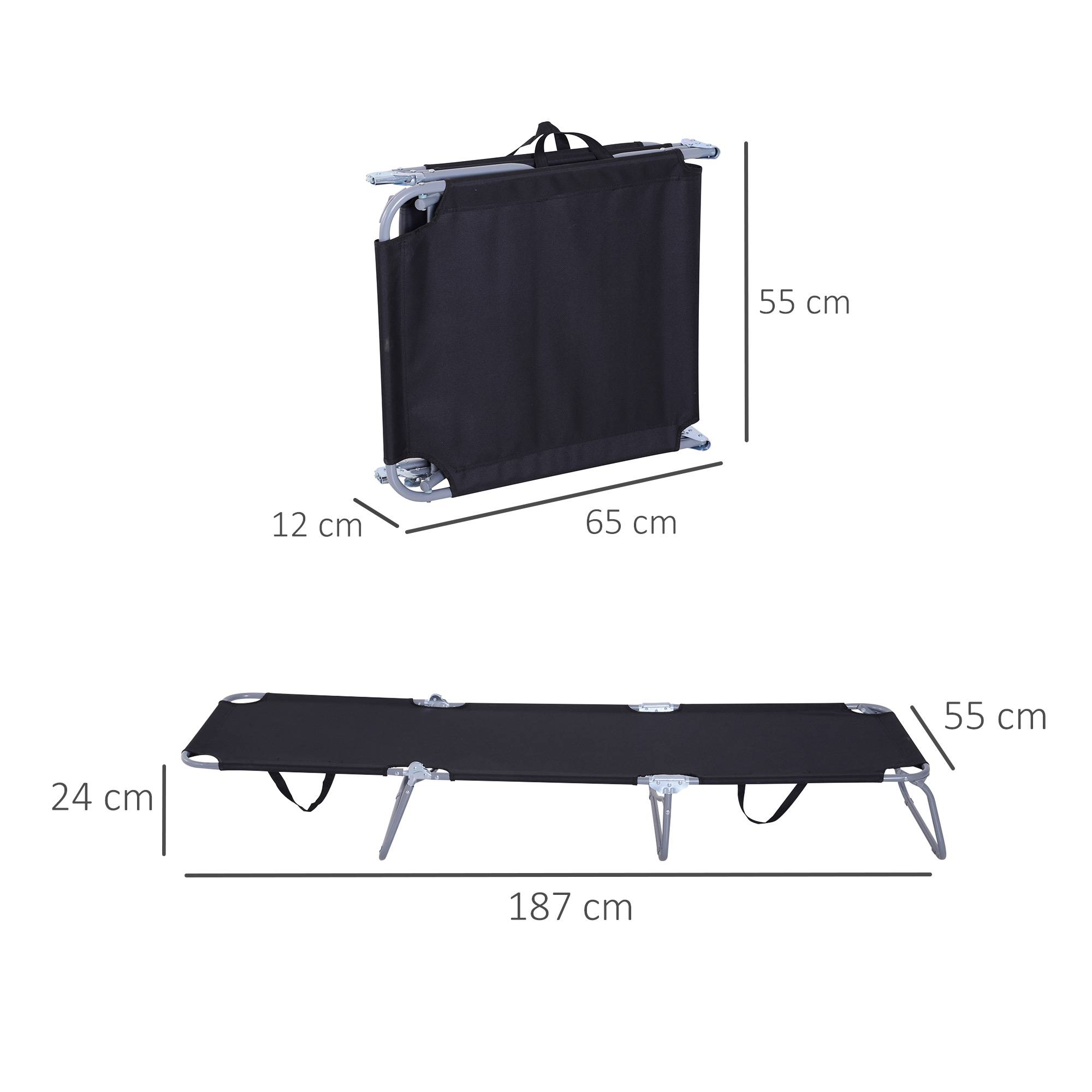 Outsunny - Bain de soleil transat pliable dossier réglable multipositions métal et polyester noir - Outsunny - Imagen 3