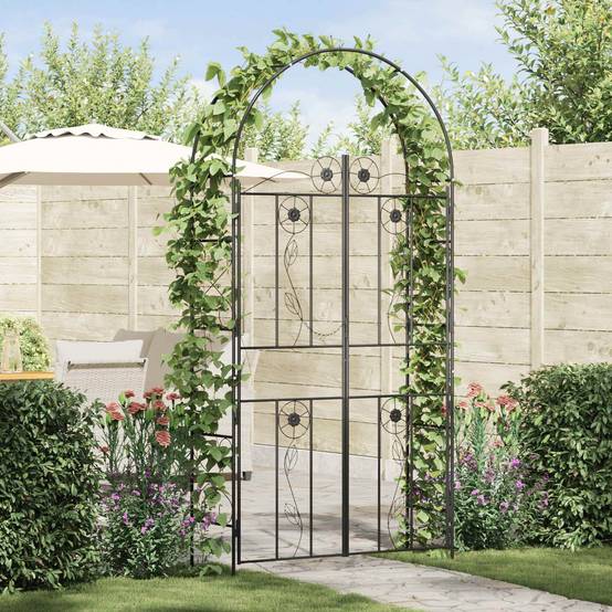 Arche à Rosiers Fer Noir Design Rectangulaire Simple pour Allée Jardin 115cm - ComfortXL Outdoor Living - Image 1