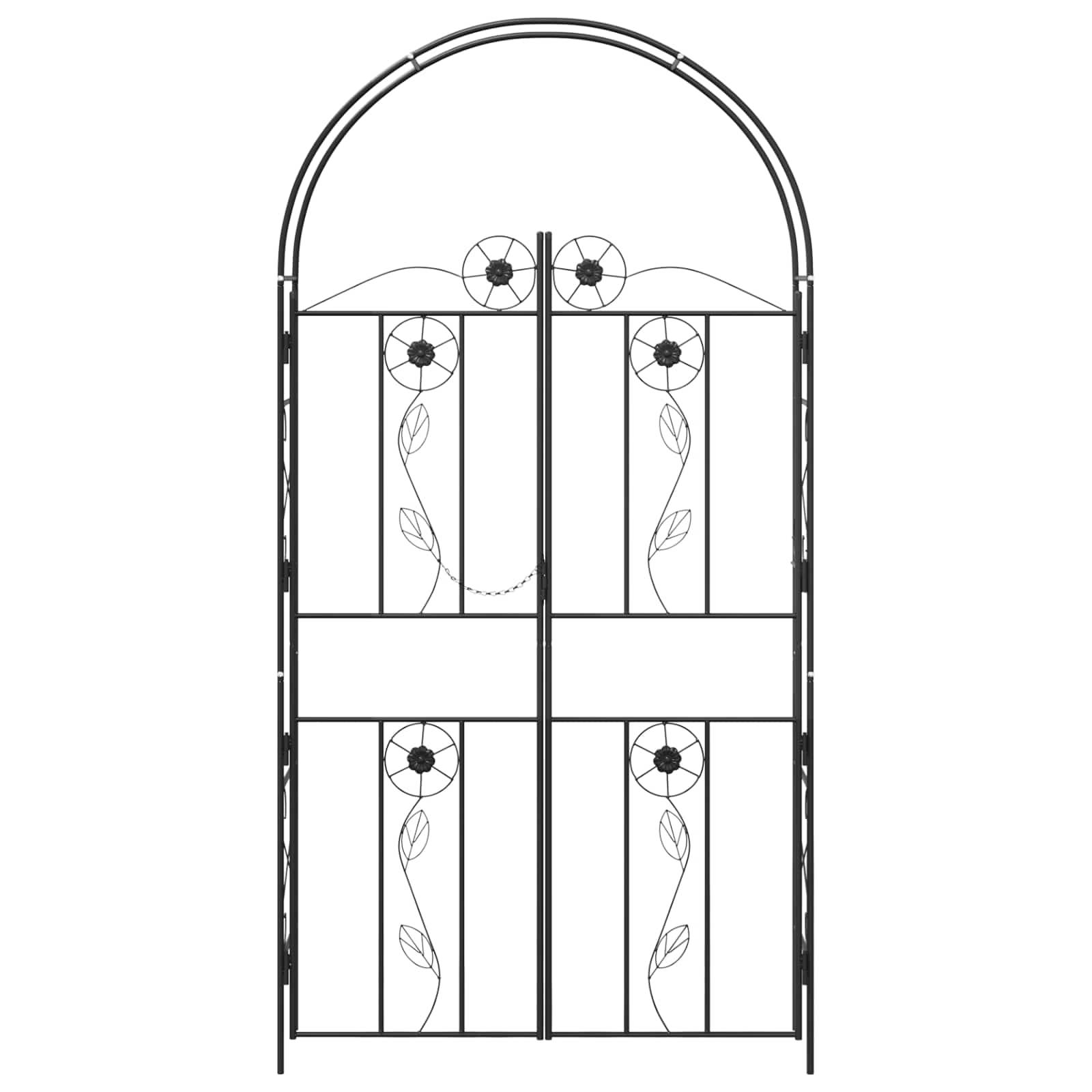 Arche à Rosiers Fer Noir Design Rectangulaire Simple pour Allée Jardin 115cm - ComfortXL Outdoor Living - Image 6