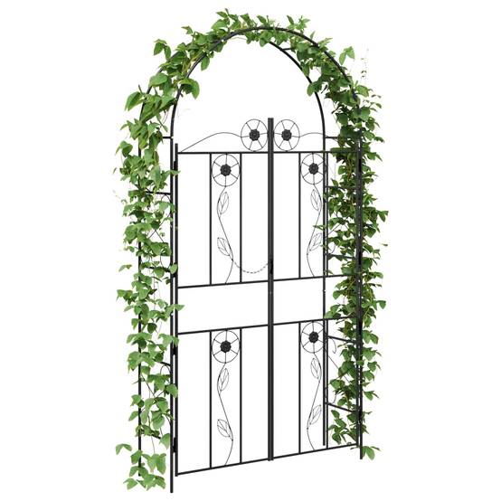 Arche à Rosiers Fer Noir Design Rectangulaire Simple pour Allée Jardin 115cm - ComfortXL Outdoor Living - Image 3