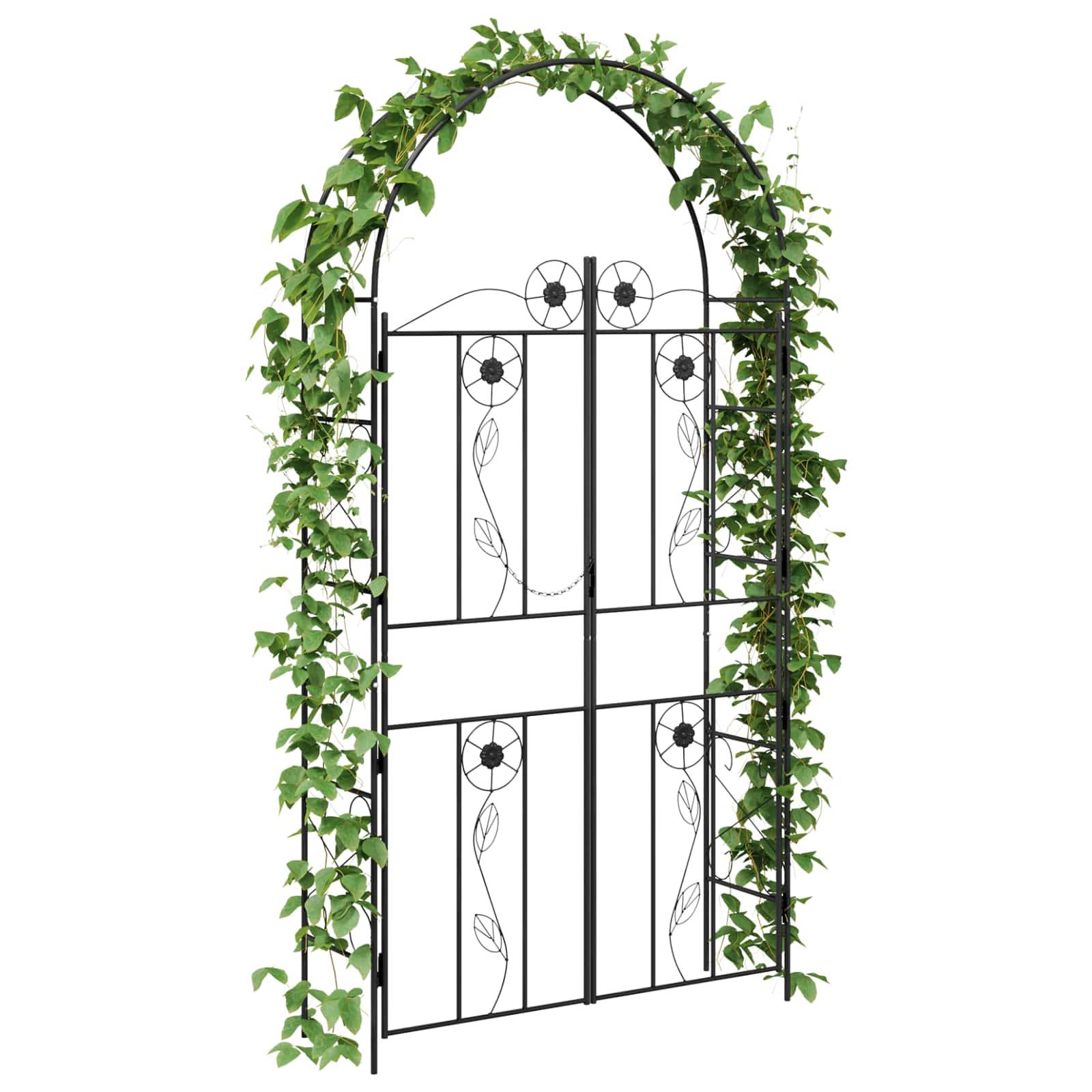 Arche à Rosiers Fer Noir Design Rectangulaire Simple pour Allée Jardin 115cm - ComfortXL Outdoor Living - Image 3