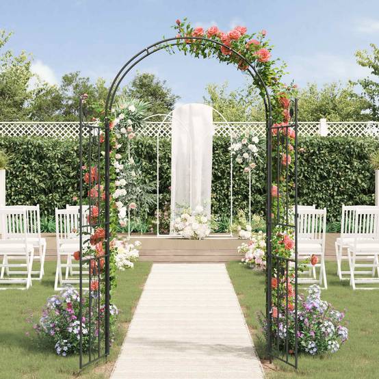 Arche à Rosiers Fer Noir Design Rectangulaire Simple pour Allée Jardin 115cm - ComfortXL Outdoor Living - Image 4