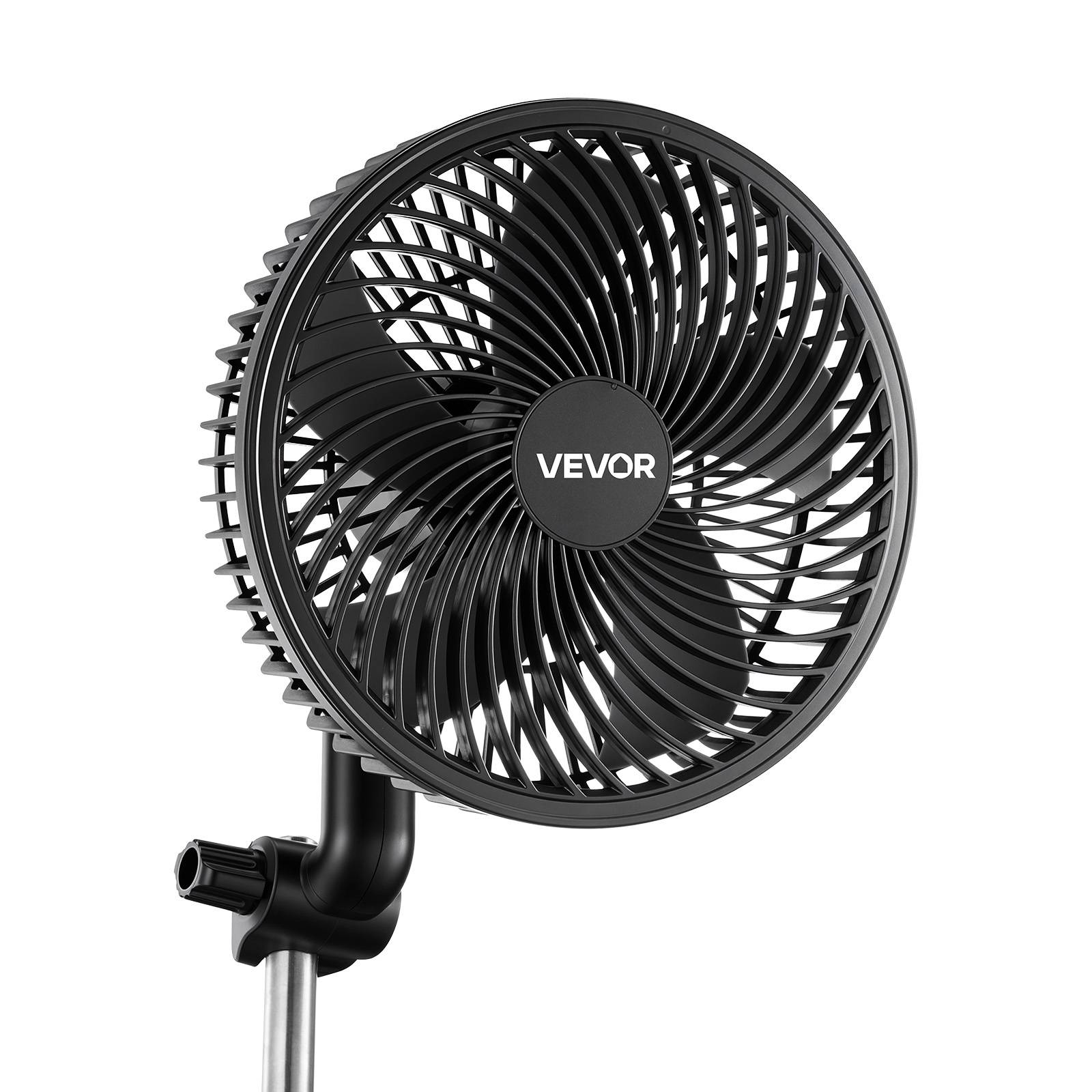 VEVOR Ventilateur de Culture à Pince Oscillant USB-C 9 Vitesses Noir Lot de 1 - Image 1