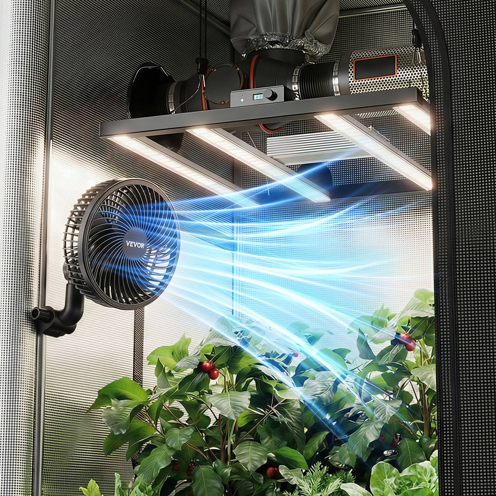 VEVOR Ventilateur de Culture à Pince Oscillant USB-C 9 Vitesses Noir Lot de 1 - Image 8