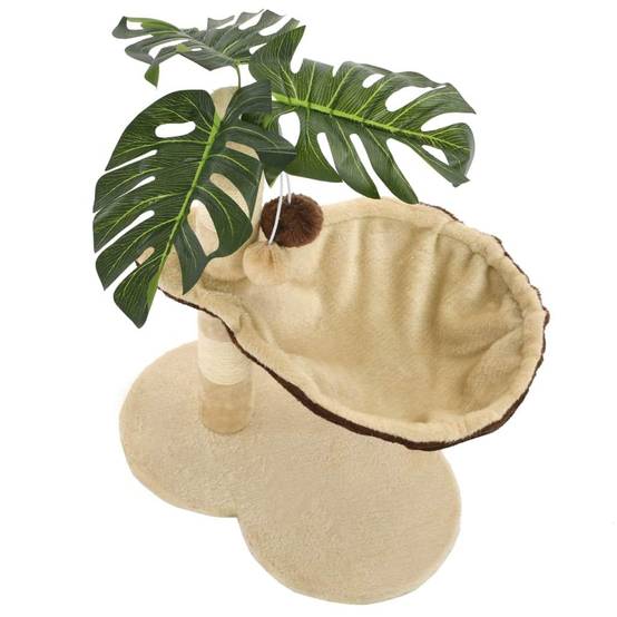 Helloshop26 - Arbre à chat griffoir grattoir niche jouet animaux peluché en sisal 50 cm beige et marron - Image 4