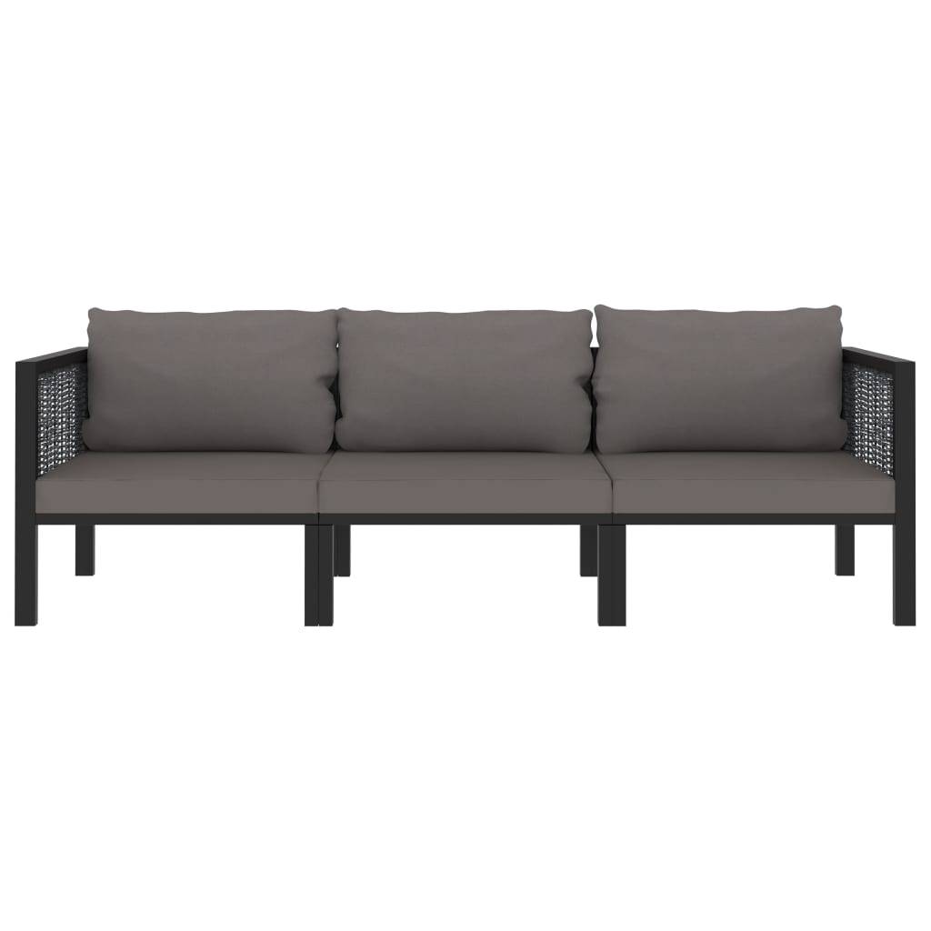 Canapé Extérieur 3 Places Poly Rotin Anthracite Durable avec Coussins Épais pour Salon de Jardin et Terrasse Spacieuse – ComfortXL Outdoor Living - Image 2
