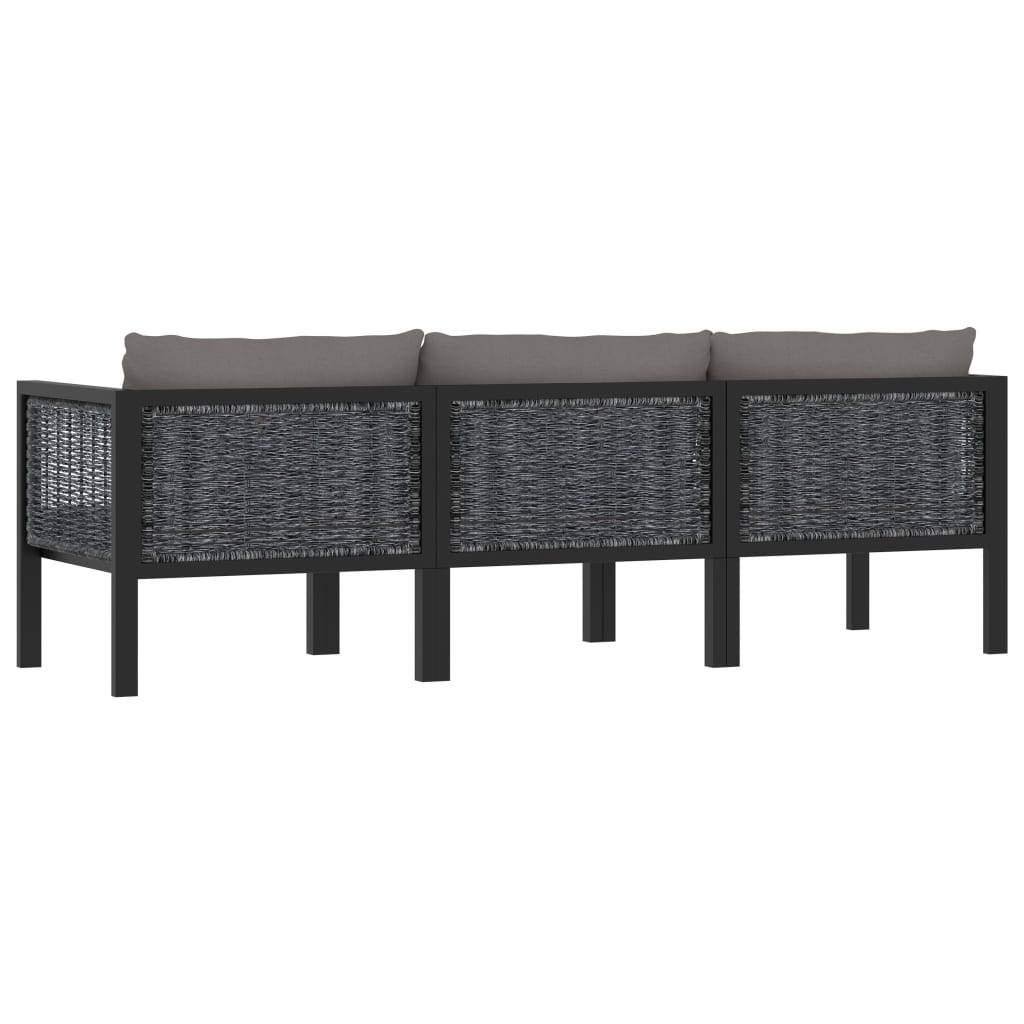 Canapé Extérieur 3 Places Poly Rotin Anthracite Durable avec Coussins Épais pour Salon de Jardin et Terrasse Spacieuse – ComfortXL Outdoor Living - Image 3