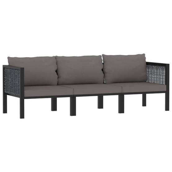 Canapé Extérieur 3 Places Poly Rotin Anthracite Durable avec Coussins Épais pour Salon de Jardin et Terrasse Spacieuse – ComfortXL Outdoor Living - Image 1