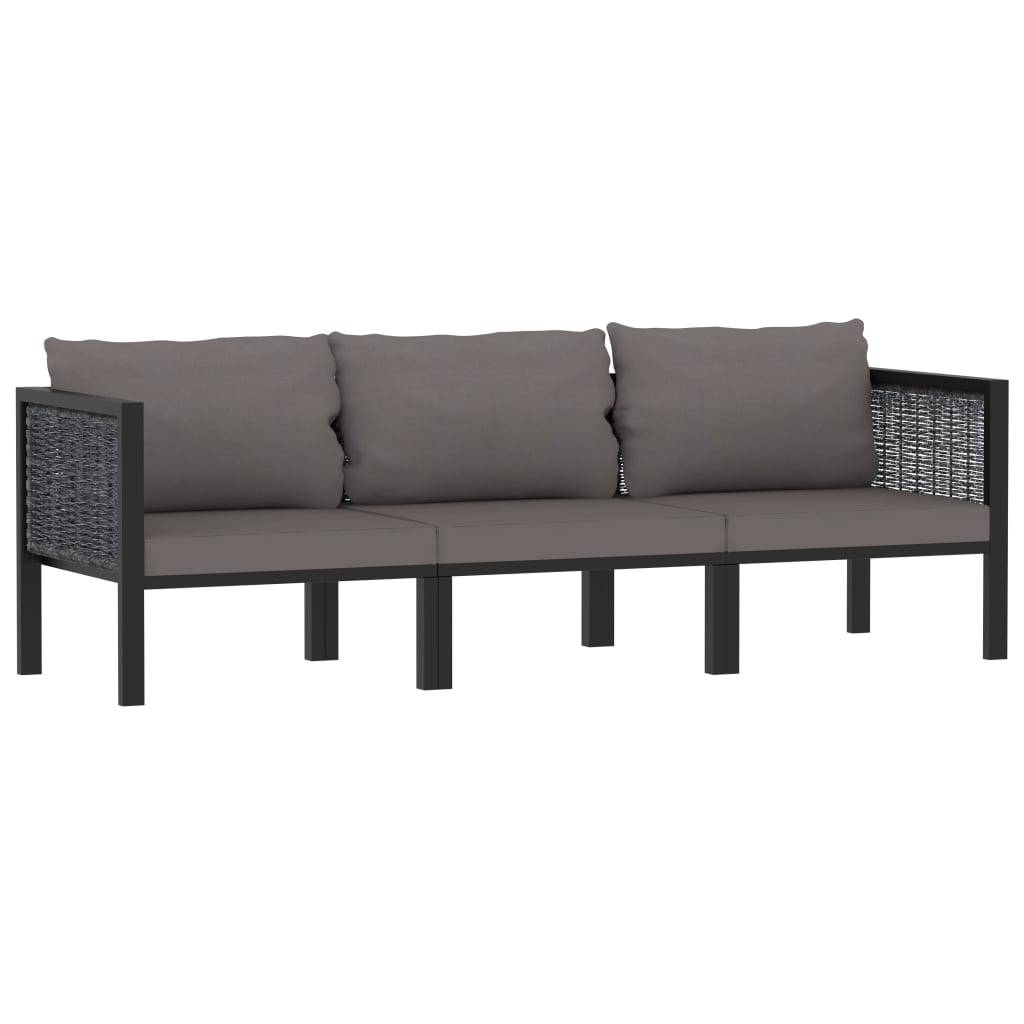 Canapé Extérieur 3 Places Poly Rotin Anthracite Durable avec Coussins Épais pour Salon de Jardin et Terrasse Spacieuse – ComfortXL Outdoor Living