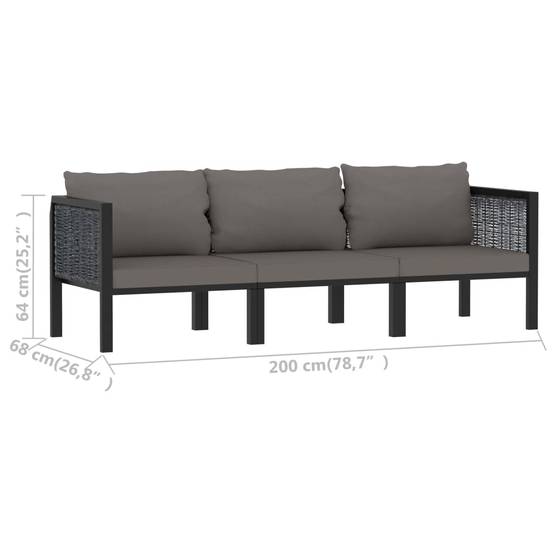 Canapé Extérieur 3 Places Poly Rotin Anthracite Durable avec Coussins Épais pour Salon de Jardin et Terrasse Spacieuse – ComfortXL Outdoor Living - Image 9