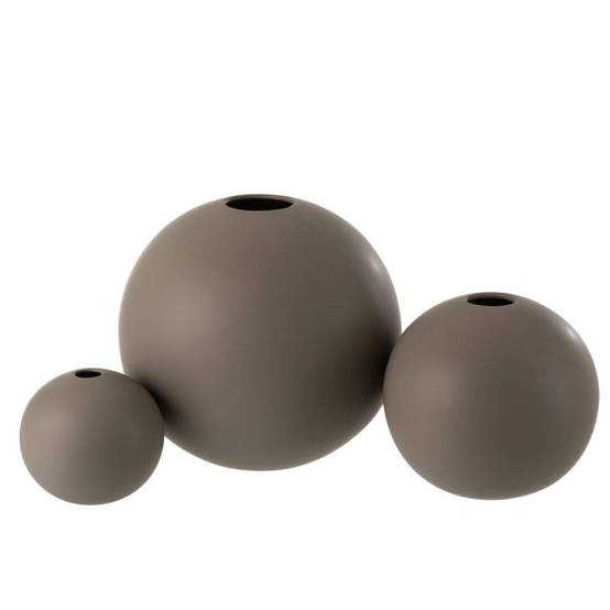 Vase Boule en Grès "Robby" 18cm Gris Foncé - Image 2
