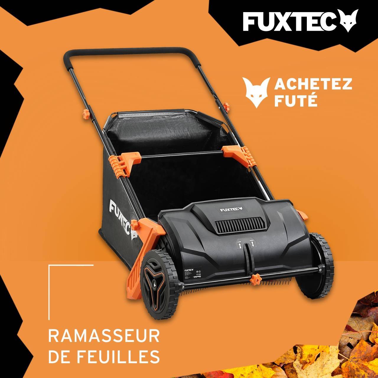 FUXTEC - Ramasseur de feuilles FUXTEC FX-LS52 manuel, bac 100 L, largeur 53 cm, 6,5 kg, poignées réglables, 2 roues - Image 2