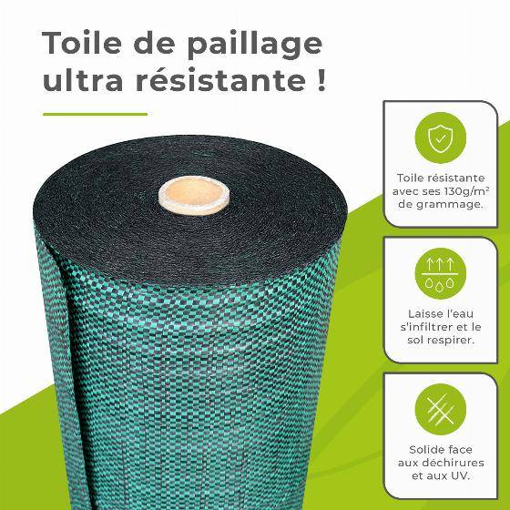 Jardiprotec - Toile de paillage 130g-m² contre les mauvaises herbes - 0,69x25m - Image 5