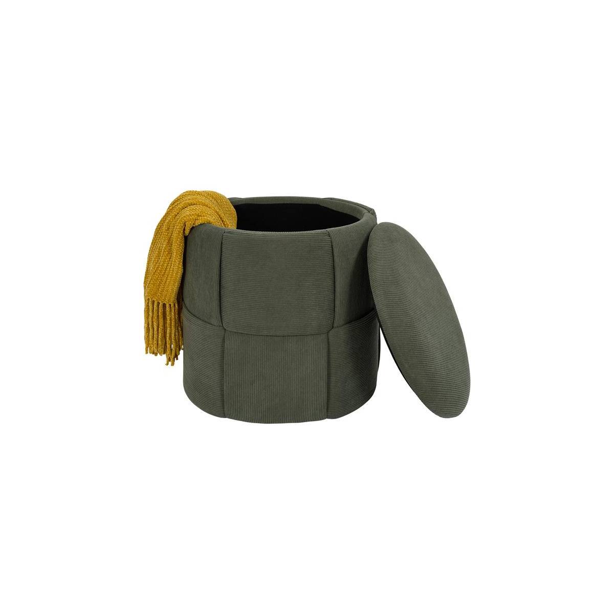 The Home Deco Factory - Pouf Coffre Tressé Côtelé "Jules" 38cm Vert - Image 3