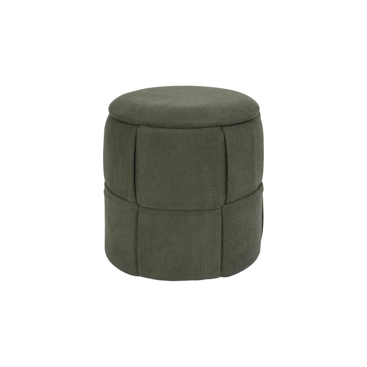 The Home Deco Factory - Pouf Coffre Tressé Côtelé "Jules" 38cm Vert - Image 1
