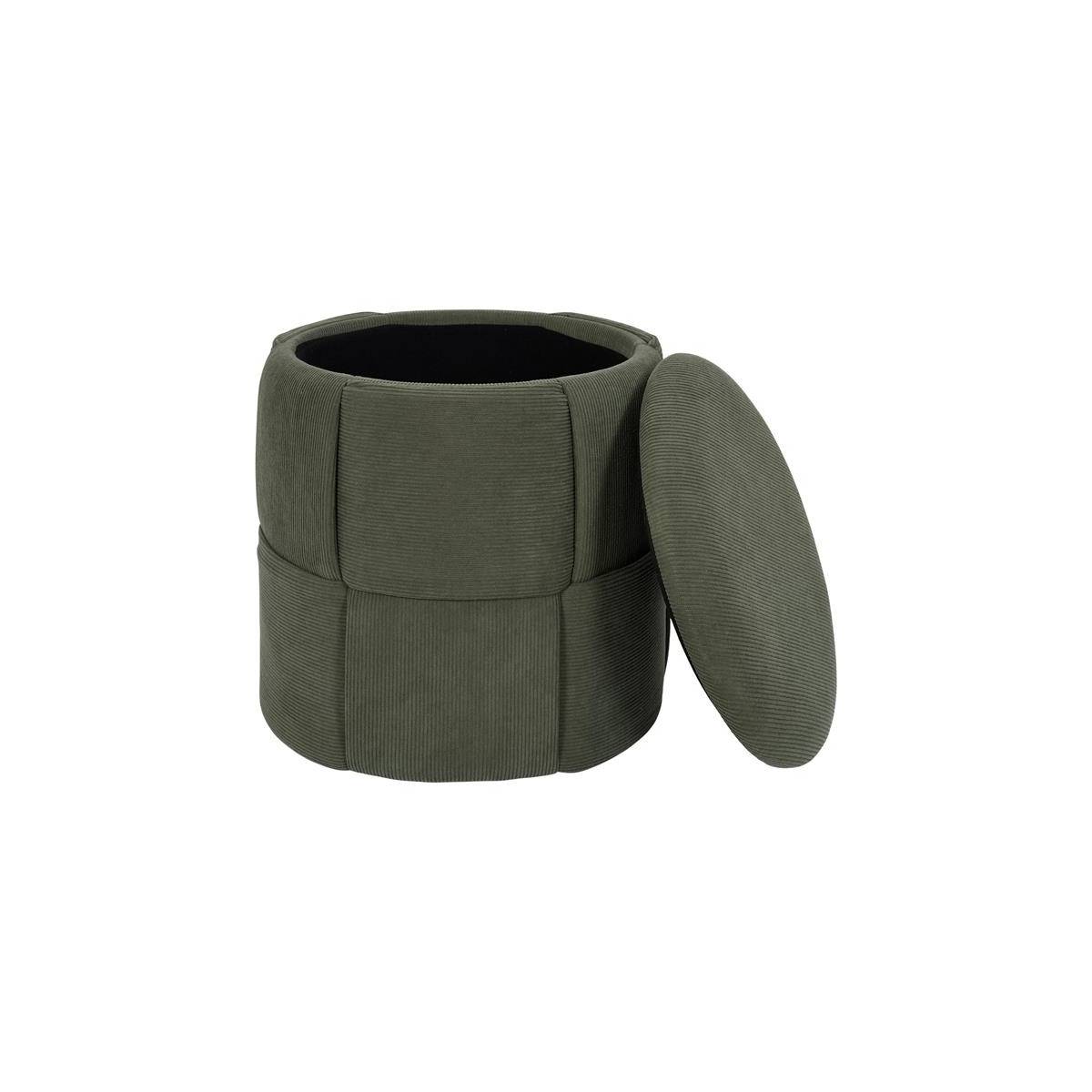 The Home Deco Factory - Pouf Coffre Tressé Côtelé "Jules" 38cm Vert - Image 2