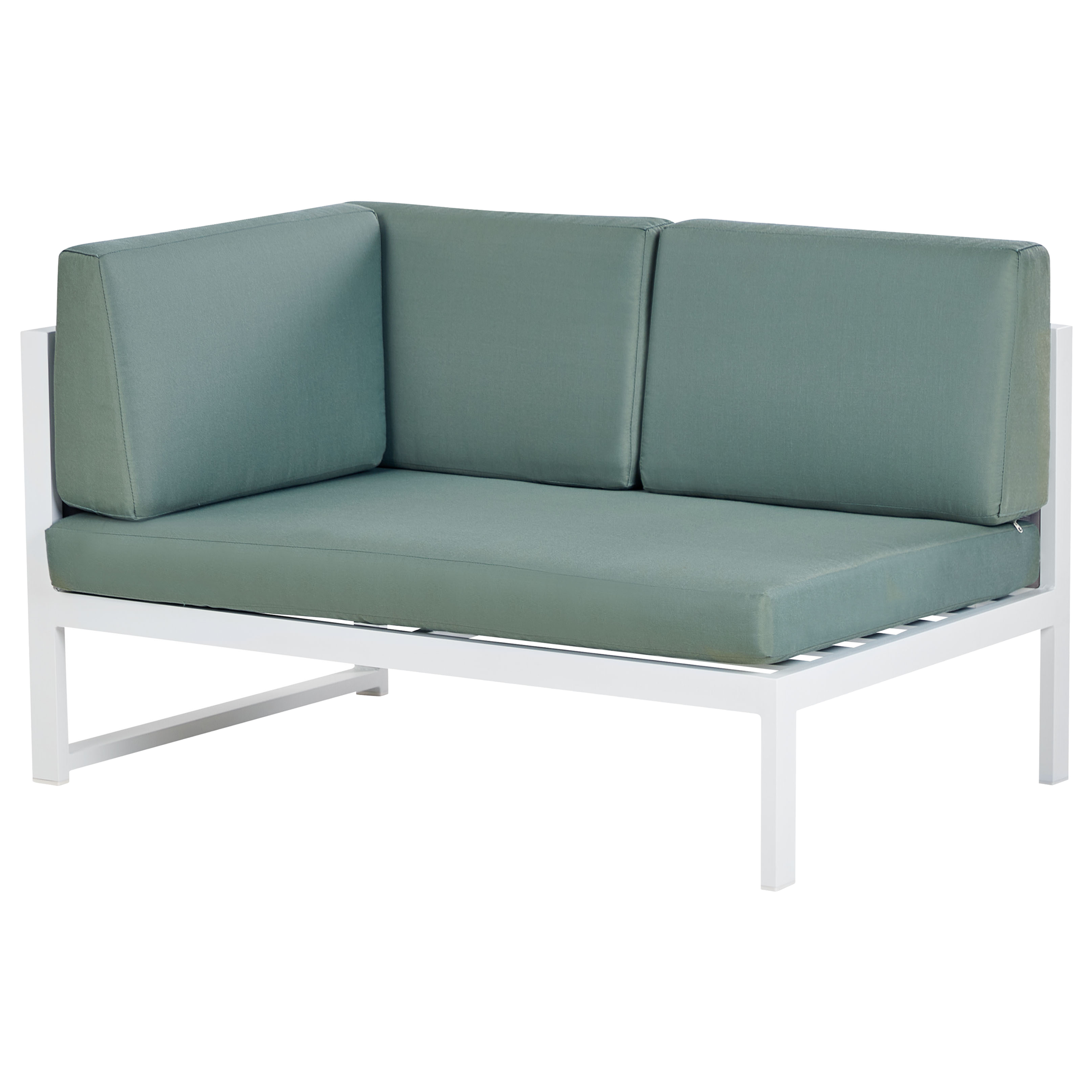 Beliani - Salon de Jardin en Aluminium Blanc Canapé d'Angle avec Coussins Verts et Table Basse Mobilier Extérieur - Imagen 9