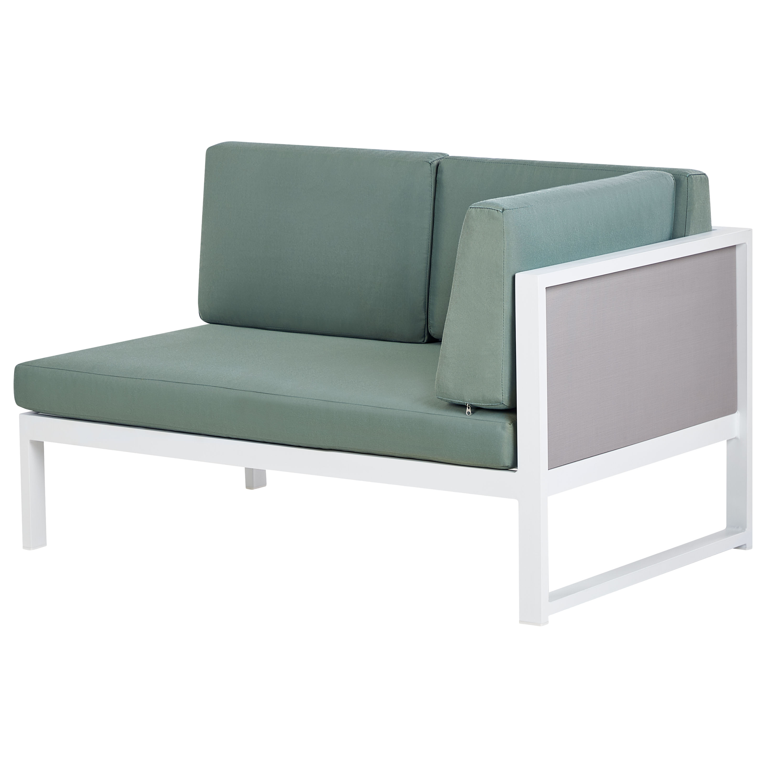 Beliani - Salon de Jardin en Aluminium Blanc Canapé d'Angle avec Coussins Verts et Table Basse Mobilier Extérieur - Imagen 10