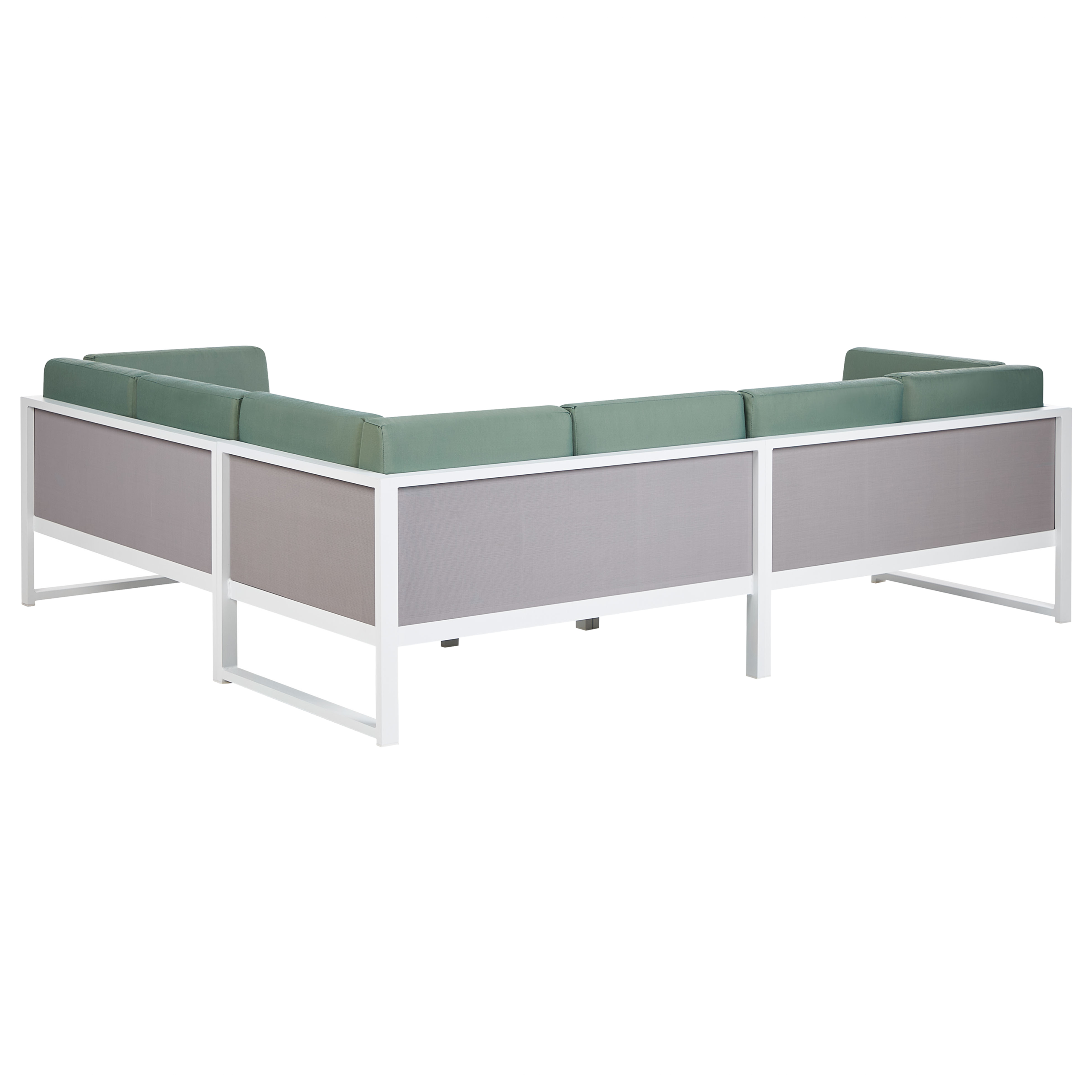 Beliani - Salon de Jardin en Aluminium Blanc Canapé d'Angle avec Coussins Verts et Table Basse Mobilier Extérieur - Imagen 8