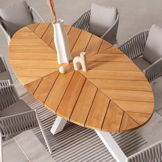 Autre - Table à manger de jardin ovale en teck et métal L240 - CAP FERRET - Imagen 10