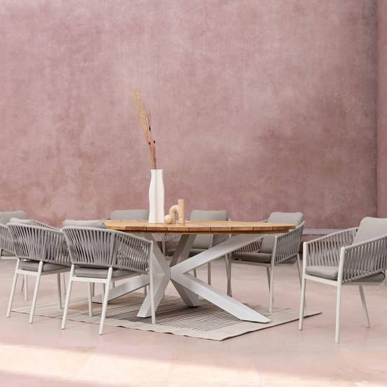 Autre - Table à manger de jardin ovale en teck et métal L240 - CAP FERRET - Imagen 4